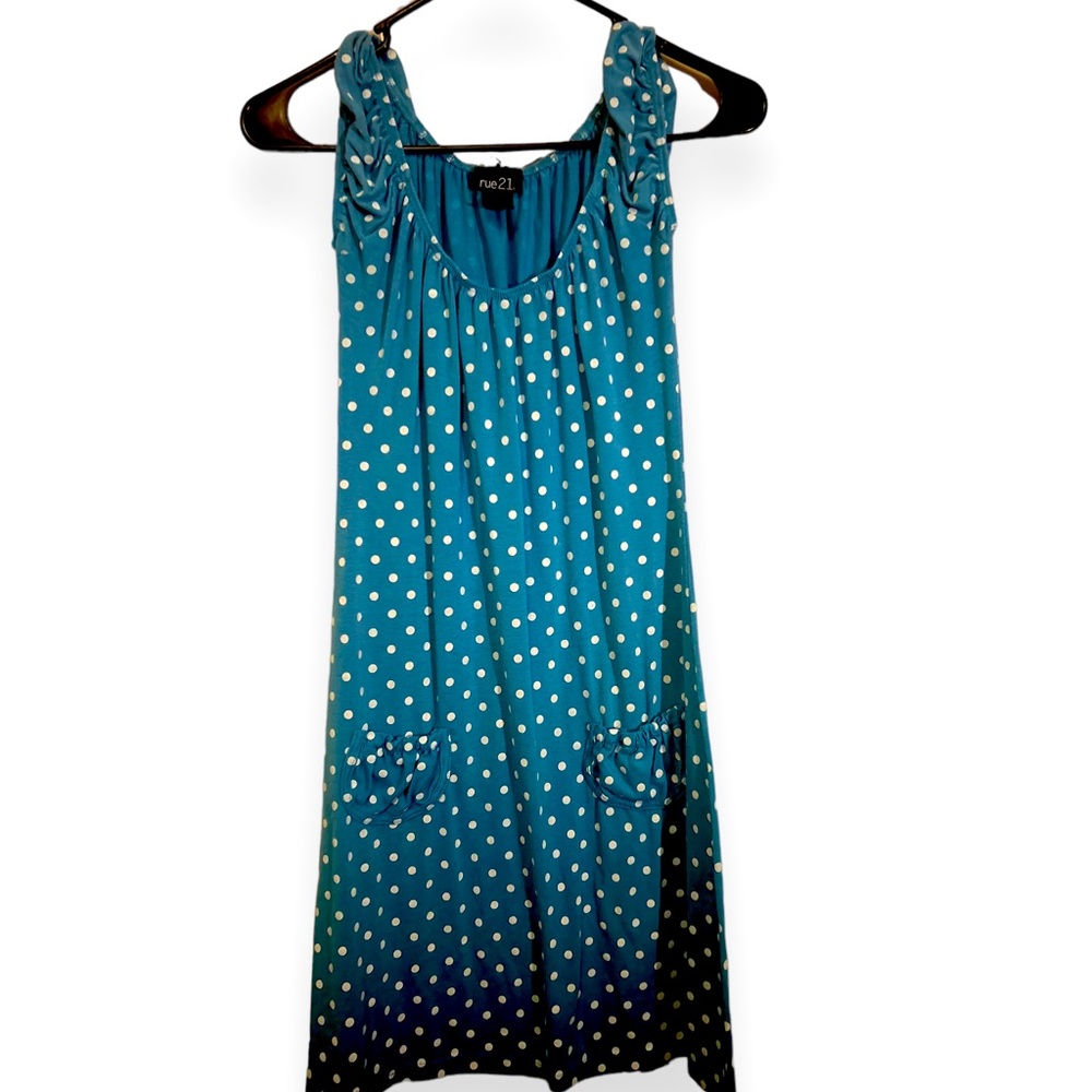 Rue 21 turquoise and white lil polka dot dress